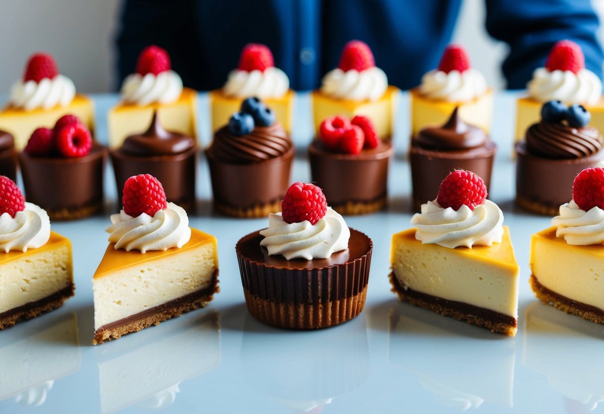 A special keto dessert recipes, a colorful array of keto desserts arranged on a table, including cheesecake, chocolate mousse, and berries topped with whipped cream