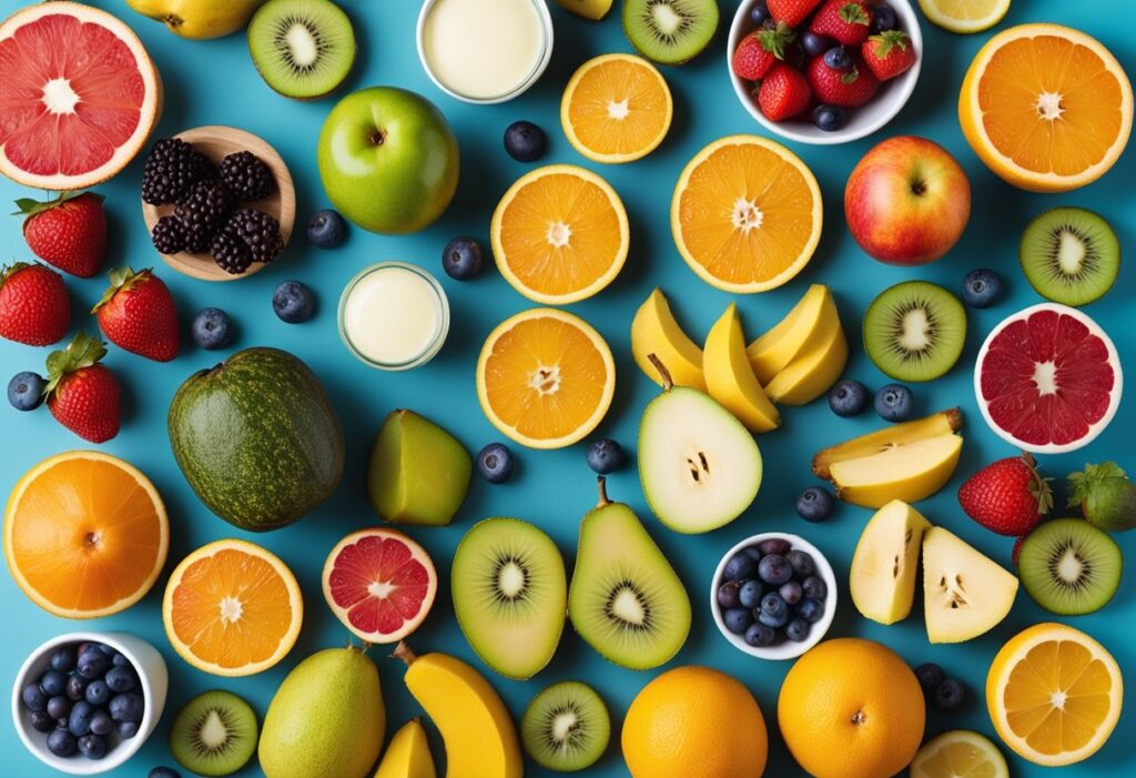 A image featuring the best low-carb fruits for a keto diet. Display vibrant berries, a halved avocado, and a bowl of olives on a rustic wooden surface. Add a text overlay with the focus keyword 'Fruits on Keto Diet: Top Low-Carb Picks.'