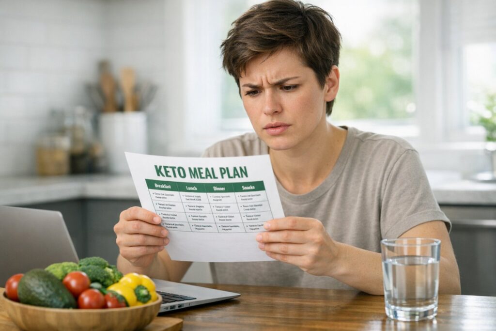 Person looking confused at keto meal plan